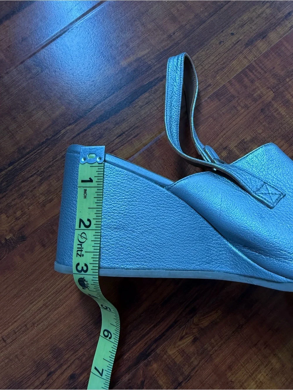 Rachel Comey Silver Leather Wedge Slingback Sandals